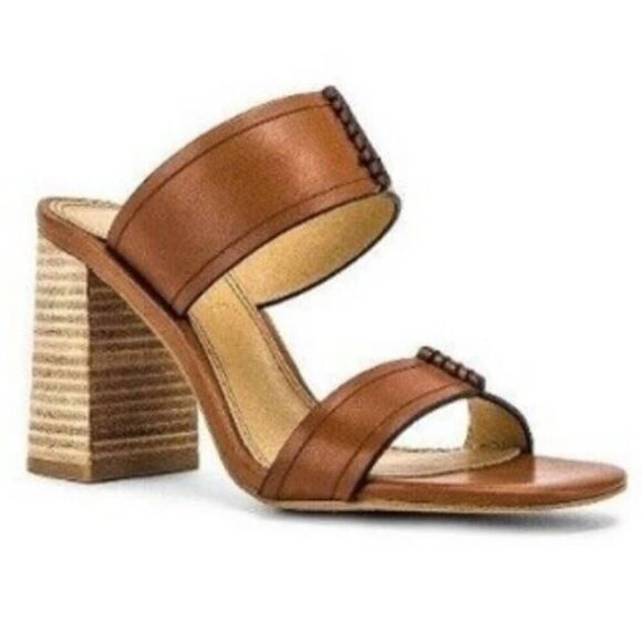 SPLENDID Tacy Double Strap Leather Stacked Block 3.25" Heel Size 7 - Picture 1 of 11